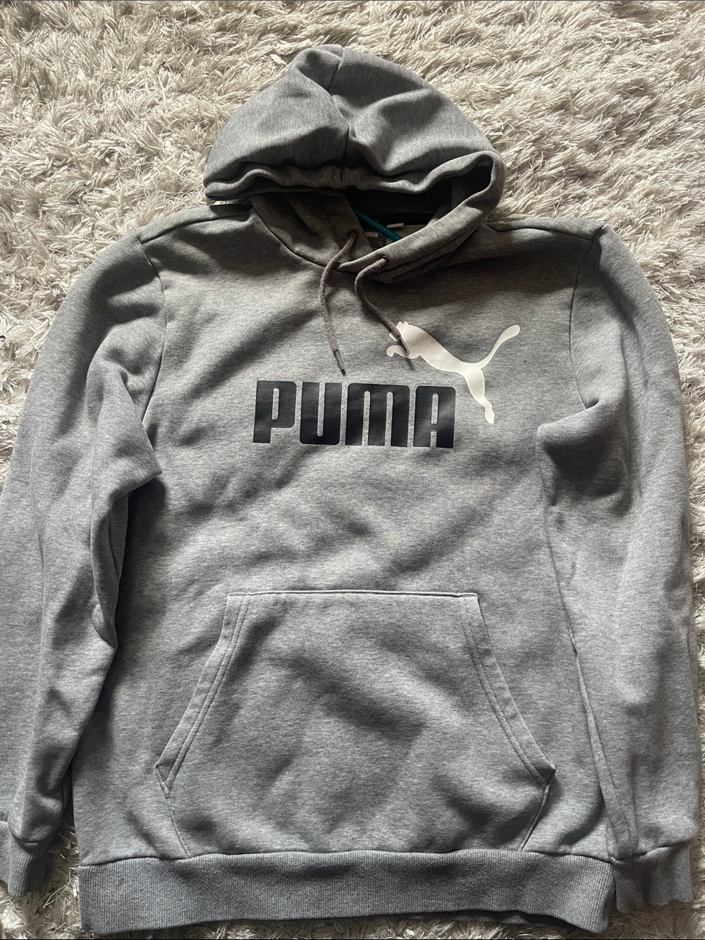 Puma Gray Pullover Hoodie with White Puma Cat Logo